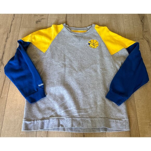 Mitchell & NessGolden State Warriors Sweatshirt Sweater Color Block NBA Size XL - Picture 1 of 5